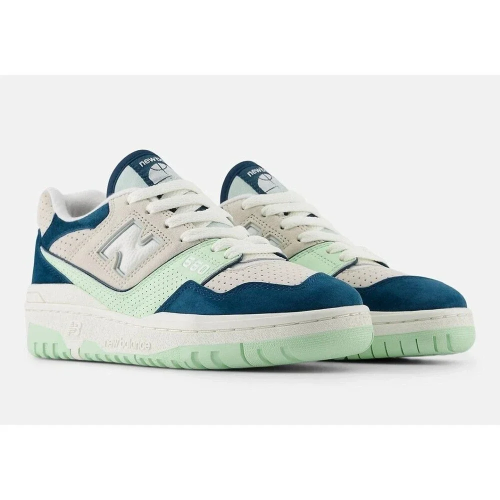 New Balance 550 Men's Green Grey Suede Leather Athletic Sneakers NEW SZ 13